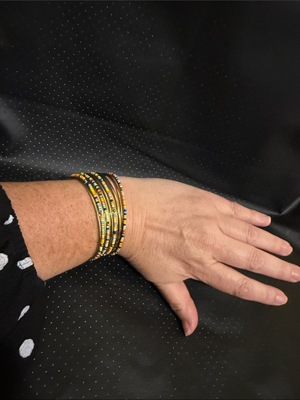 Multicolor Seed Bead Stackable Bracelets - Yellow Accents
